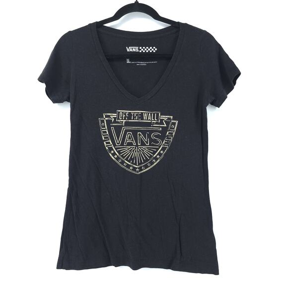 Vans off the Wall Stretch Black Skater Essential Classic Emblem Logo Graphic-T M - Picture 1 of 9